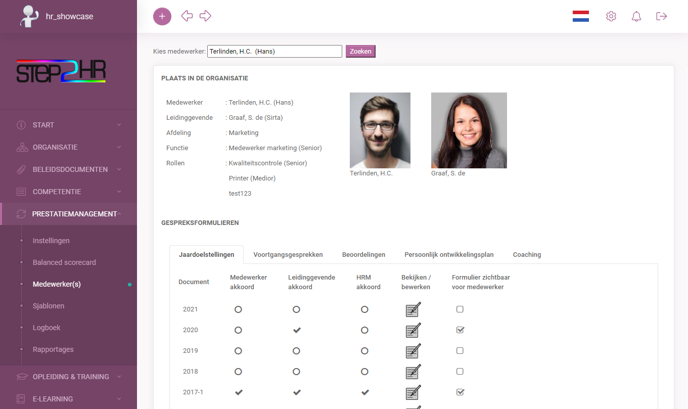 Step2HR jaardoelstellingsgesprek HRM software