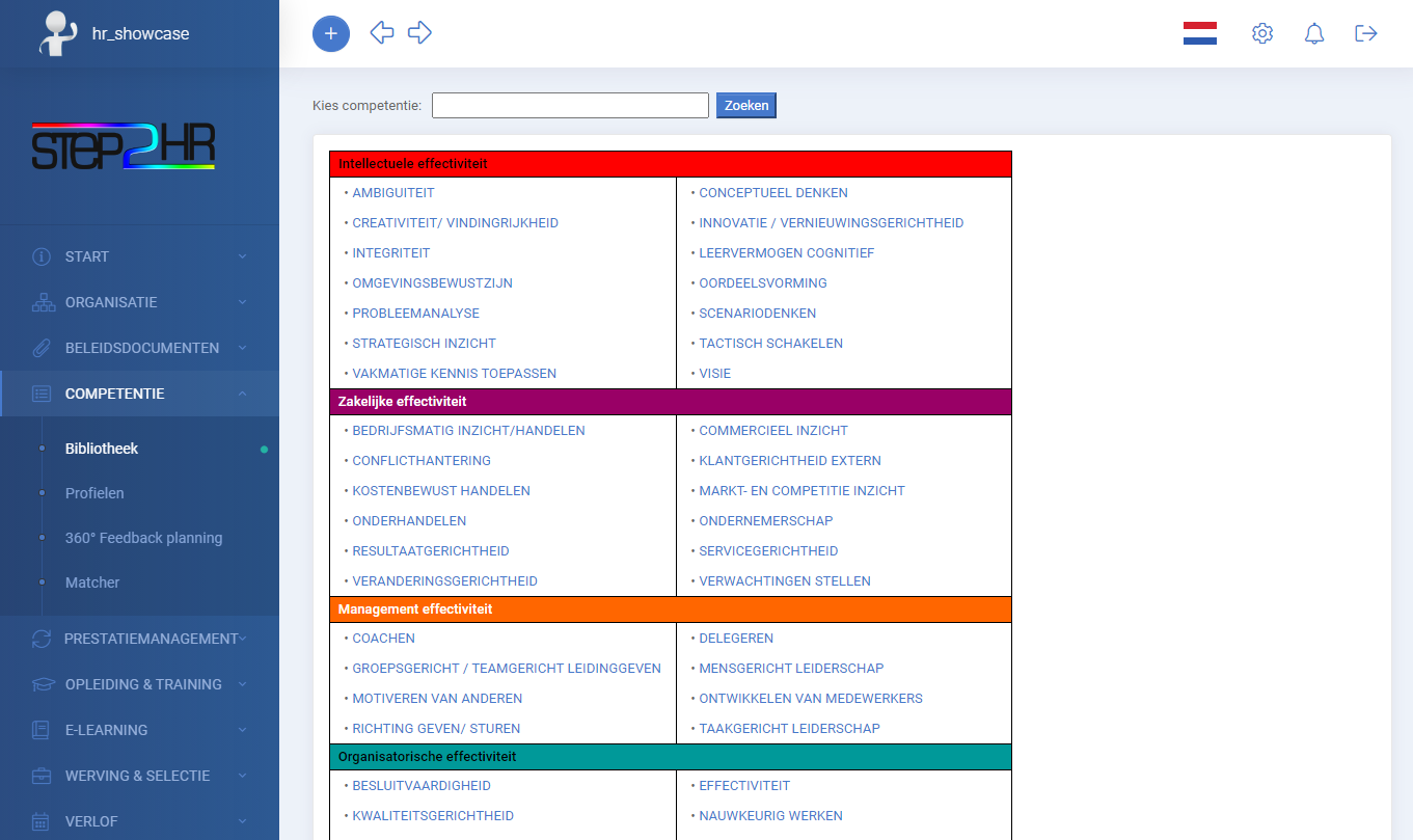 Step2HR competentiebibliotheek HRM software