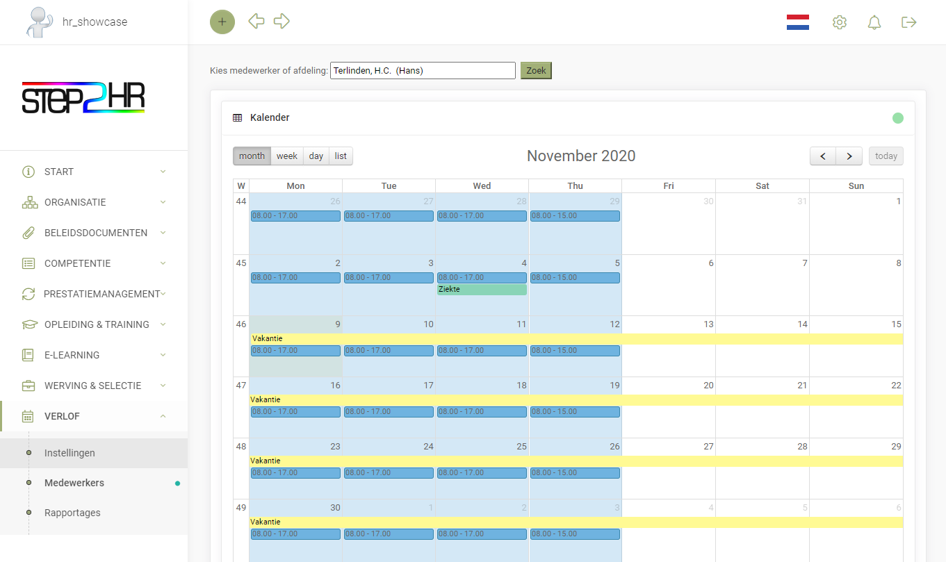 Step2HR verlof inplannen HRM software