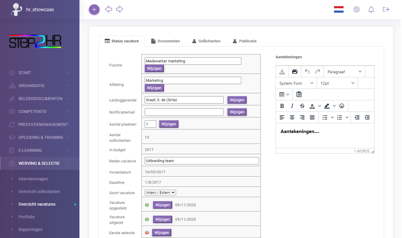 Step2HR werving en selectie HRM software