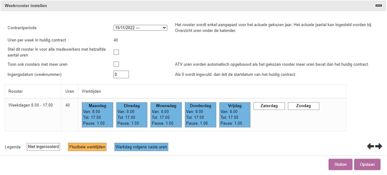 Rooster instellen